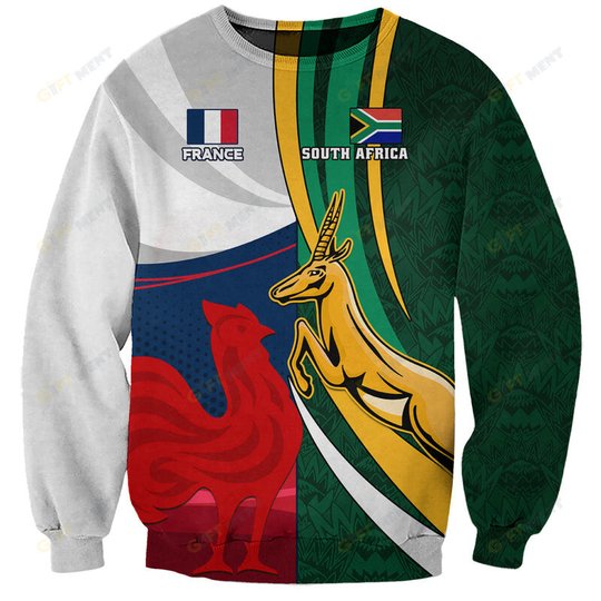 South Africa and France Rugby Polo Shirt Springbok With Le XV de France 2023 World Cup
