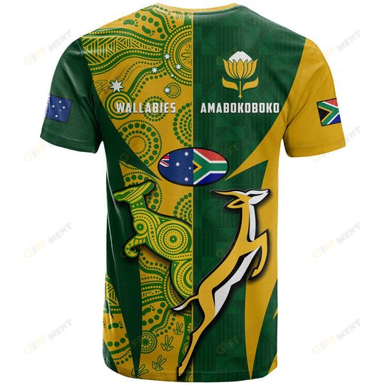Australia Rugby and South Africa Rugby T Shirt Wallabies Mix Springboks Sporty