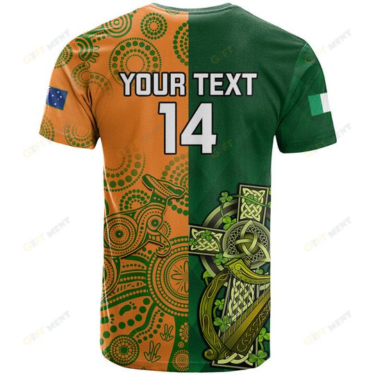 Custom Australia And Ireland Rugby T Shirt 2023 World Cup Walllabies With Shamrocks