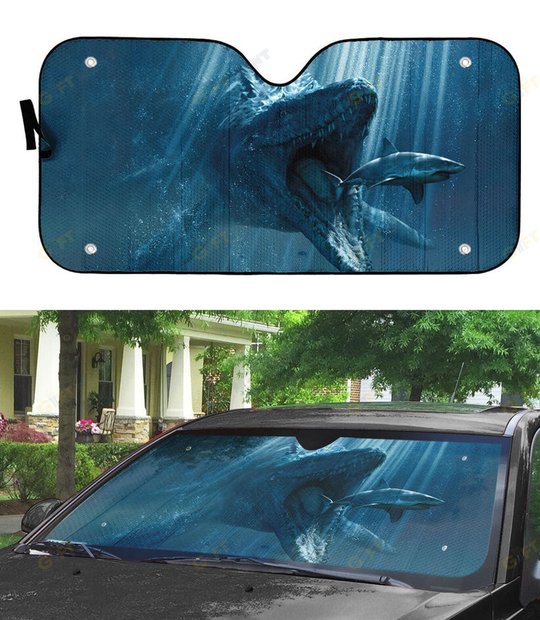 3D Attack Of The Jurassic Shark Custom Sunshade