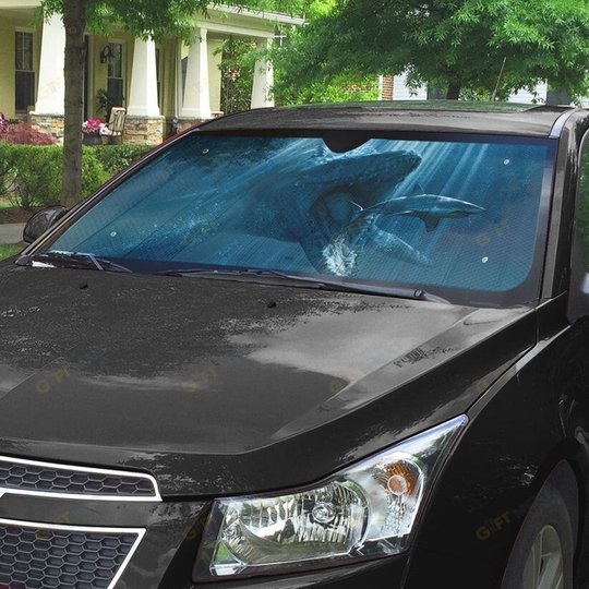 3D Attack Of The Jurassic Shark Custom Sunshade