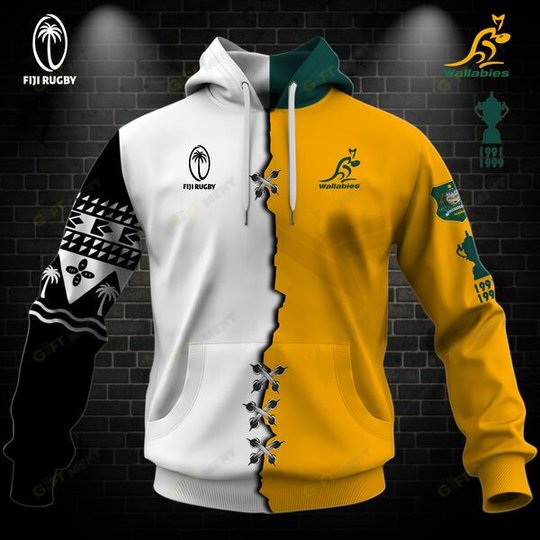 Personalized RUGBY Jersey Mix 2 Teams HALF and HALF Style | Hoodie, T Shirt, Zip Hoodie, Sweatshirt