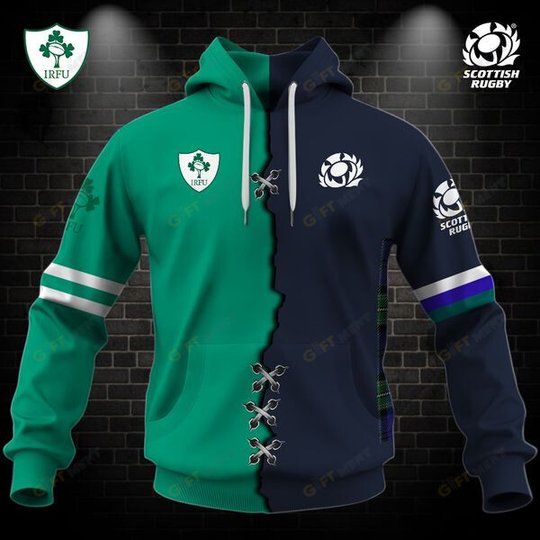 Personalized RUGBY Jersey Mix 2 Teams HALF and HALF Style | Hoodie, T Shirt, Zip Hoodie, Sweatshirt