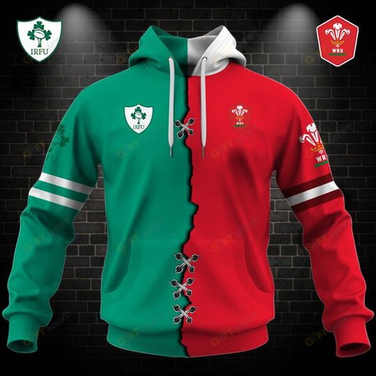 Personalized RUGBY Jersey Mix 2 Teams HALF and HALF Style | Hoodie, T Shirt, Zip Hoodie, Sweatshirt