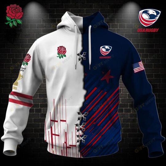 Personalized RUGBY Jersey Mix 2 Teams HALF and HALF Style | Hoodie, T Shirt, Zip Hoodie, Sweatshirt