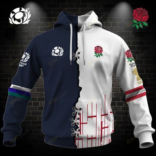 Personalized RUGBY Jersey Mix 2 Teams HALF and HALF Style | Hoodie, T Shirt, Zip Hoodie, Sweatshirt