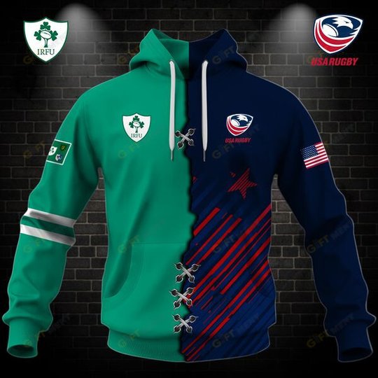 Personalized RUGBY Jersey Mix 2 Teams HALF and HALF Style | Hoodie, T Shirt, Zip Hoodie, Sweatshirt