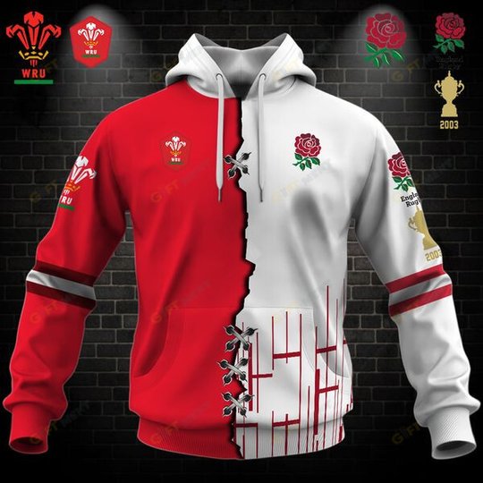 Personalized RUGBY Jersey Mix 2 Teams HALF and HALF Style | Hoodie, T Shirt, Zip Hoodie, Sweatshirt
