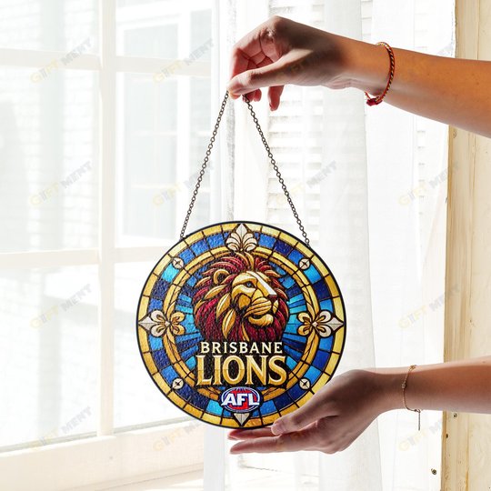 Brisbane Lions Stained Glass Suncatcher for Window Hanging
