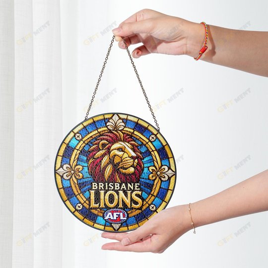 Brisbane Lions Stained Glass Suncatcher for Window Hanging