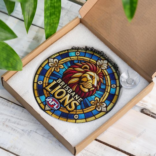Brisbane Lions Stained Glass Suncatcher for Window Hanging