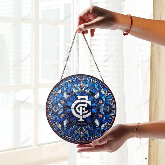 Carlton Football Club Stained Glass Suncatcher for Window Hanging