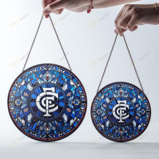 Carlton Football Club Stained Glass Suncatcher for Window Hanging