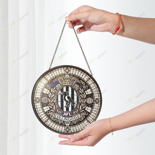 Collingwood Football Club Stained Glass Suncatcher for Window Hanging