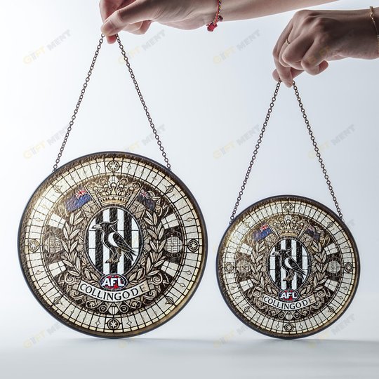 Collingwood Football Club Stained Glass Suncatcher for Window Hanging