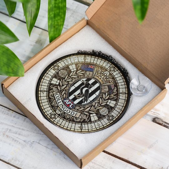 Collingwood Football Club Stained Glass Suncatcher for Window Hanging