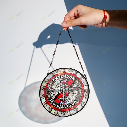 Essendon Football Club Stained Glass Suncatcher for Window Hanging