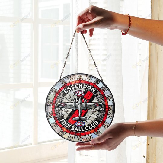 Essendon Football Club Stained Glass Suncatcher for Window Hanging