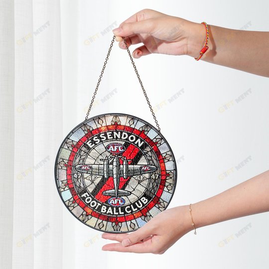 Essendon Football Club Stained Glass Suncatcher for Window Hanging