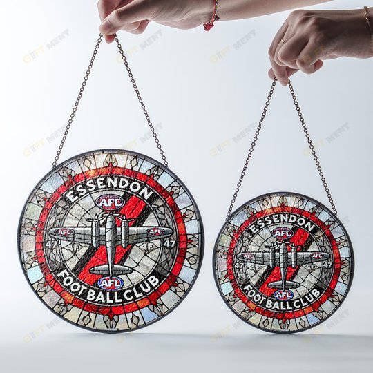 Essendon Football Club Stained Glass Suncatcher for Window Hanging