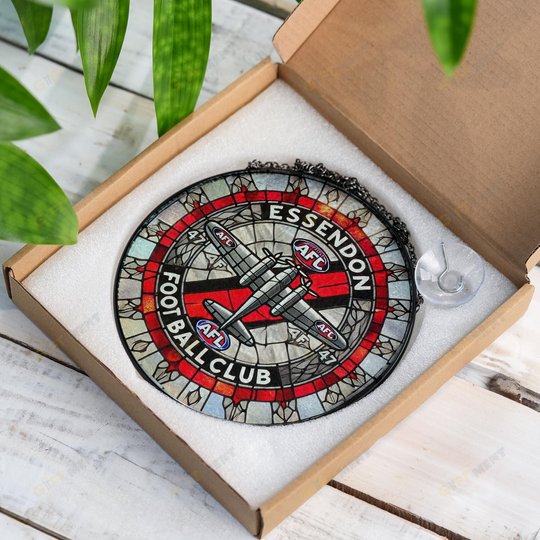 Essendon Football Club Stained Glass Suncatcher for Window Hanging