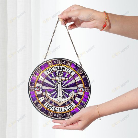 Fremantle Football Club Stained Glass Suncatcher for Window Hanging