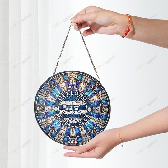 Geelong Football Club Stained Glass Suncatcher for Window Hanging