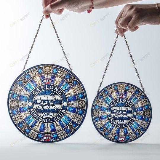Geelong Football Club Stained Glass Suncatcher for Window Hanging