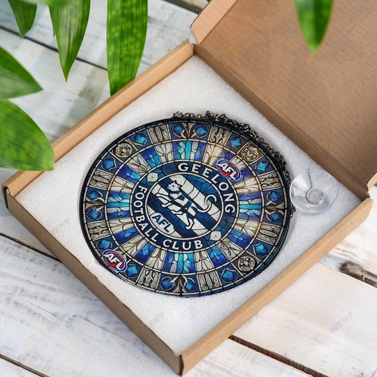 Geelong Football Club Stained Glass Suncatcher for Window Hanging