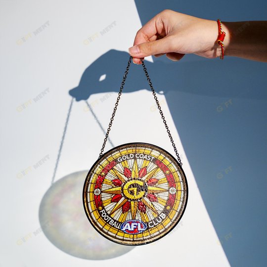 Gold Coast Football Club Stained Glass Suncatcher for Window Hanging