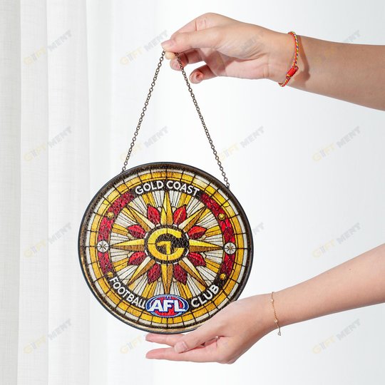 Gold Coast Football Club Stained Glass Suncatcher for Window Hanging