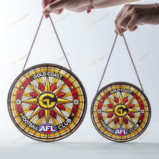 Gold Coast Football Club Stained Glass Suncatcher for Window Hanging