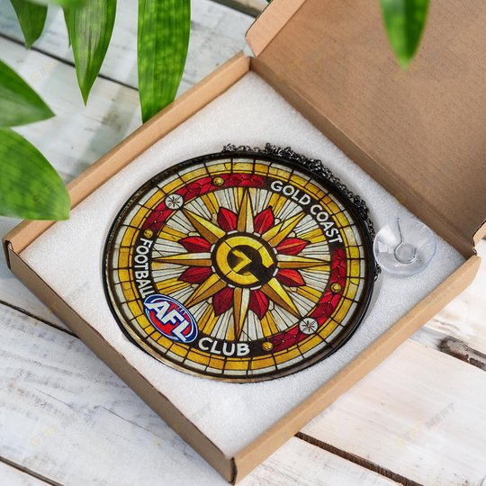 Gold Coast Football Club Stained Glass Suncatcher for Window Hanging