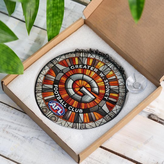 The Greater Western Sydney Football Club Stained Glass Suncatcher for Window Hanging