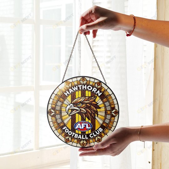 Hawthorn Football Club Stained Glass Suncatcher for Window Hanging