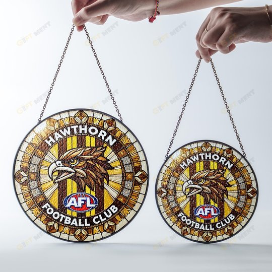 Hawthorn Football Club Stained Glass Suncatcher for Window Hanging