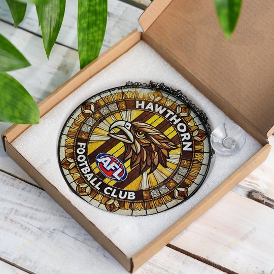 Hawthorn Football Club Stained Glass Suncatcher for Window Hanging