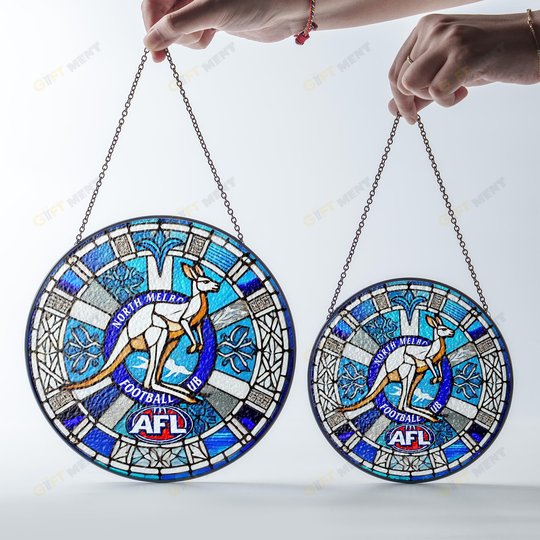 North Melbourne Football Club Stained Glass Suncatcher for Window Hanging