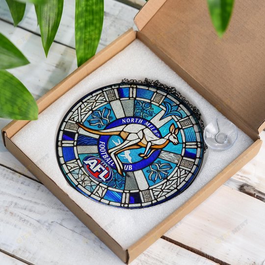 North Melbourne Football Club Stained Glass Suncatcher for Window Hanging