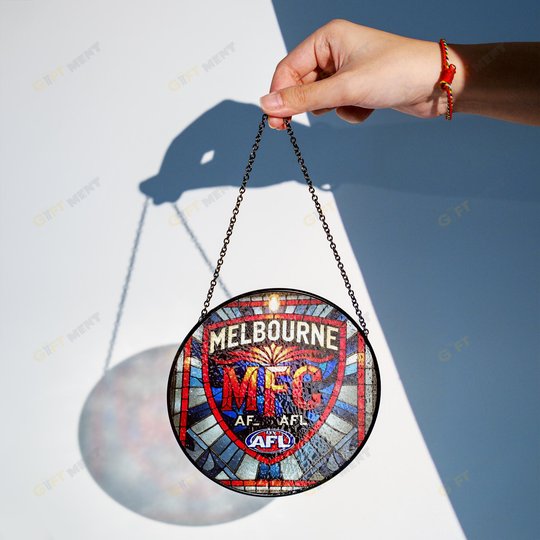 Melbourne Football Club Stained Glass Suncatcher for Window Hanging