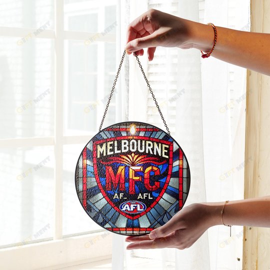 Melbourne Football Club Stained Glass Suncatcher for Window Hanging