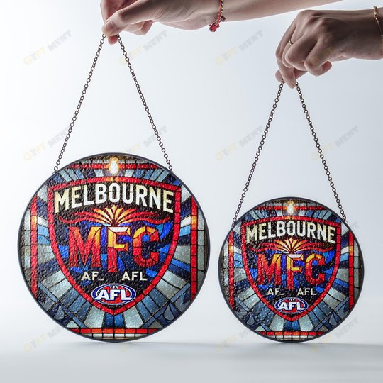 Melbourne Football Club Stained Glass Suncatcher for Window Hanging