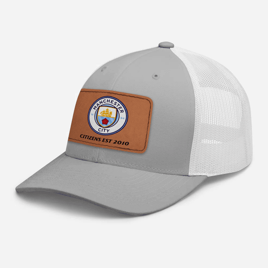 Persionalized Manchester City Leather Patch Trucker Cap