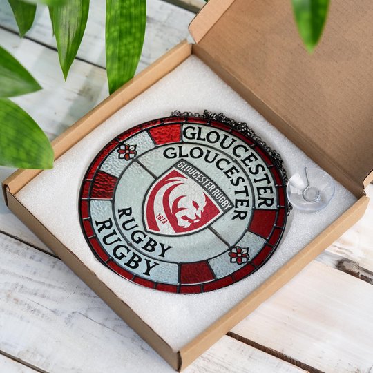 Gloucester Rugby Stained Glass Suncatcher for Window Hanging
