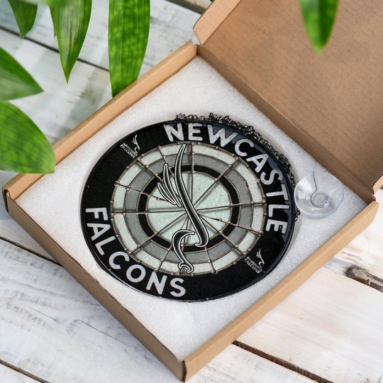 Newcastle Falcons Stained Glass Suncatcher for Window Hanging