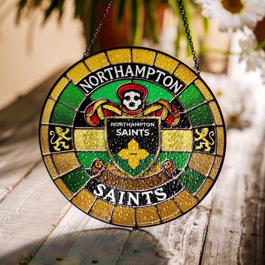 Northampton Saints Stained Glass Suncatcher for Window Hanging