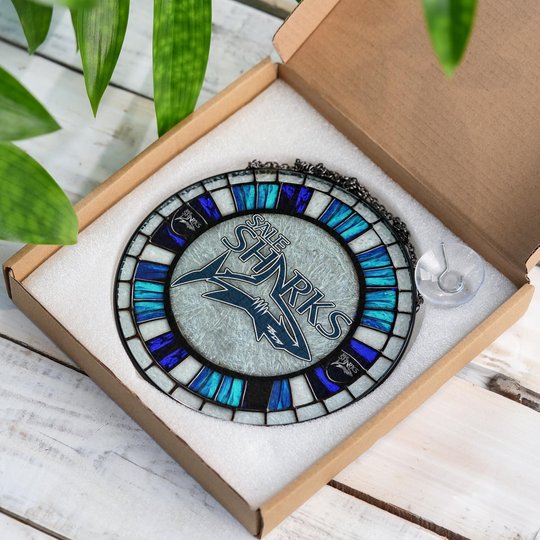 Sale Sharks Stained Glass Suncatcher for Window Hanging