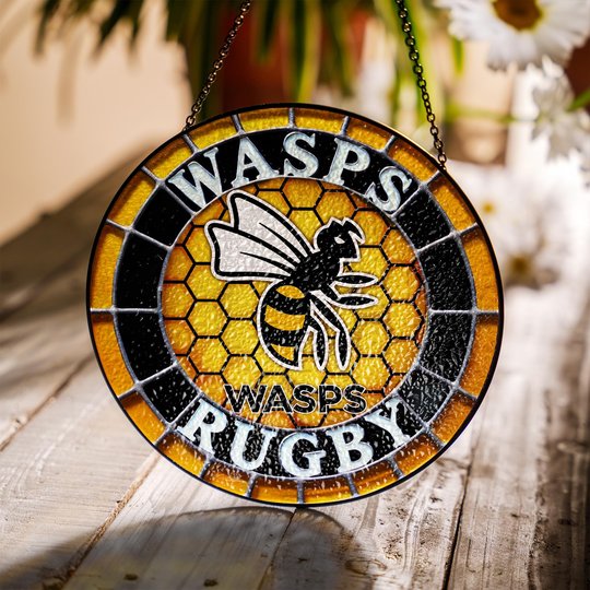 Wasps RFC Stained Glass Suncatcher for Window Hanging
