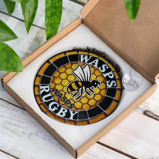 Wasps RFC Stained Glass Suncatcher for Window Hanging