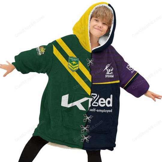 Melbourne Storm NRL Mix Kangaroos Hoodie Blanket Shirt